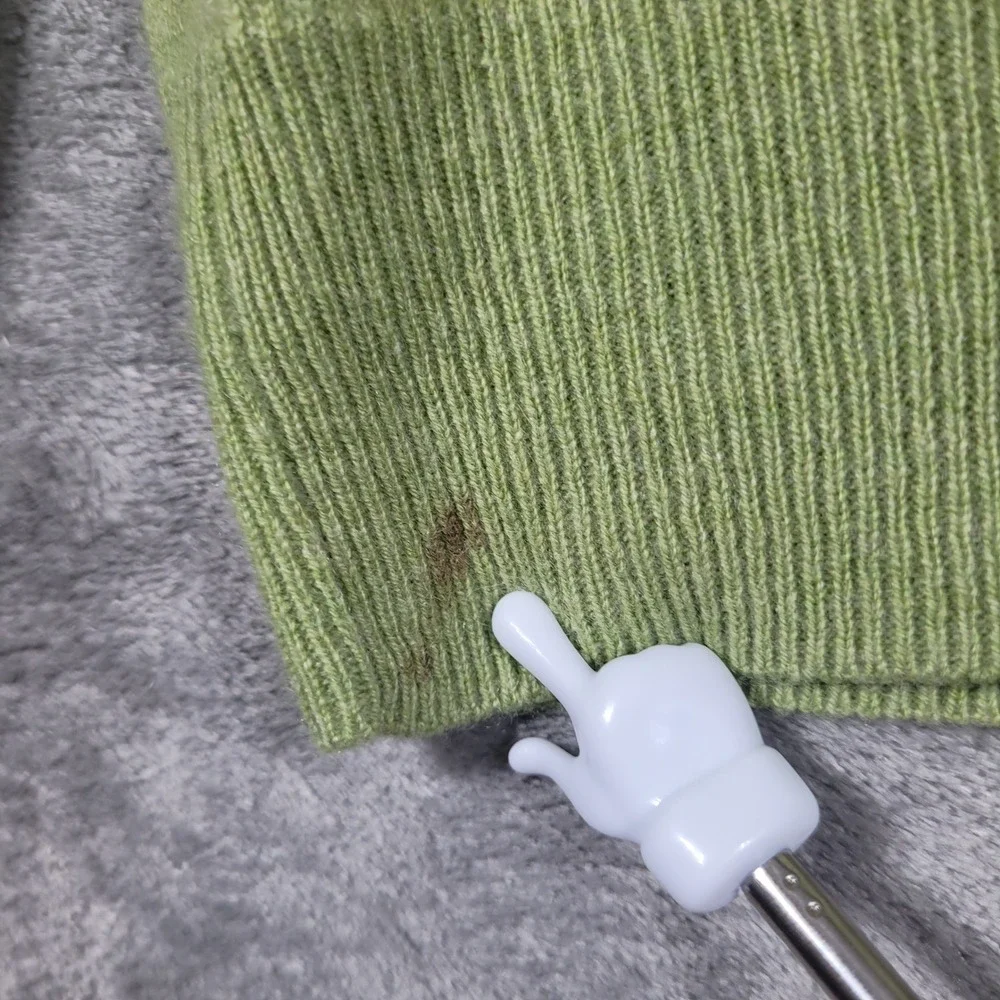 Banana Republic Sweater Mens Medium Green Cashmere V-Neck Solid Long Sleeve